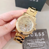 Guess Confetti Diamonds Silver Dial Gold Steel Strap Watch for Women - W0774L5 Authentic Buy Shop Now