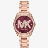 Michael Kors Janelle Quartz Maroon Dial Rose Gold Steel Strap Watch For Women - MK7382 Authentic Buy Shop Now
