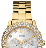 Guess Dazzler Diamonds Silver Dial Gold Steel Strap Watch for Women - W0335L2 Authentic Buy Shop Now