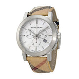 Burberry The City Nova White Dial Checked Brown Leather Strap Watch for Men - BU9357 Authentic Buy Shop Now