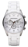 Emporio Armani Sport Chronograph White Dial White Silicone Strap Watch For Men - AR5859 Authentic Buy Shop Now