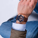 Guess Tailor Analog Blue Dial Brown Leather Strap Watch for Men - GW0389G3 Authentic Buy Shop Now