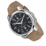 Maserati Successo Black Dial Beige Leather Strap Watch For Men - R8851121004 Authentic Buy Shop Now
