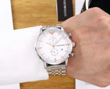 Emporio Armani Chonograph SIlver Dial Silver Steel Strap Watch For Men - AR1933 Authentic Buy Shop Now