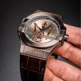 Maserati Potenza Brown Dial Brown Leather Strap Watch For Men - R8851108011 Authentic Buy Shop Now