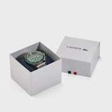 Lacoste Neoheritage Chronograph Green Dial Silver Steel Strap Watch for Men - 2011255 Authentic Buy Shop Now
