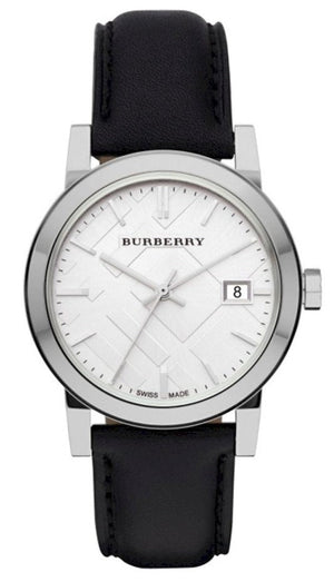 Burberry The City Silver Dial Black Leather Strap Watch for Women - BU9106 Authentic Buy Shop Now