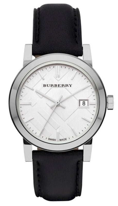 Burberry The City Silver Dial Black Leather Strap Watch for Women - BU9106 Authentic Buy Shop Now