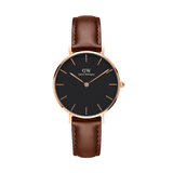 Daniel Wellington Petite St Mawes Black Dial Brown Leather Strap Watch For Women - DW00100169 Authentic Buy Shop Now