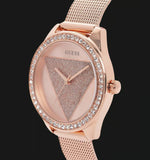 Guess Tri Glitz Quartz Diamonds Rose Gold Dial Rose Gold Mesh Bracelet Watch For Women - W1142L4 Authentic Buy Shop Now