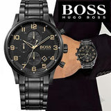 Hugo Boss Aeroliner Black Dial Black Steel Strap Watch for Men - 1513275 Authentic Buy Shop Now