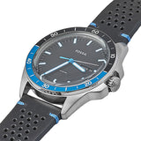 Fossil Sport 54 Day Date Black Dial Black Leather Strap Watch for Men - FS5321 Authentic Buy Shop Now