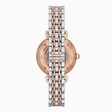 Emporio Armani Gianni T-Bar Analog White Dial Two Tone Steel Strap Watch For Women - AR60019 Authentic Buy Shop Now