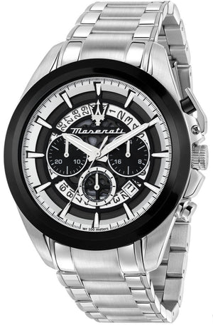 Maserati Traguardo Chronograph Black Dial Silver Steel Strap Watch For Men - R8873612059 Authentic Buy Shop Now
