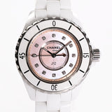 Chanel J12 Quartz Diamonds Pink Dial White Steel Strap Watch for Women - J12 H5513 Authentic Buy Shop Now