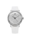 Swarovski Crystalline Hours Silver Dial White Leather Strap Watch for Women - 5295383 Authentic Buy Shop Now