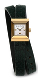 Gucci G Frame Double Mother of Pearl Dial Green Leather Strap Watch For Women - YA128525 Authentic Buy Shop Now