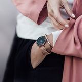 Daniel Wellington Classic Melrose Black Dial Rose Gold Mesh Bracelet Watch For Women - DW00100161 Authentic Buy Shop Now