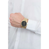Michael Kors Slim Runway Quartz Black Dial Gold Steel Strap Watch For Men - MK8621 Authentic Buy Shop Now