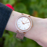 Michael Kors Darci Quartz Mother of Pearl White Dial Rose Gold Mesh Bracelet Watch For Women - MK4519 Authentic Buy Shop Now