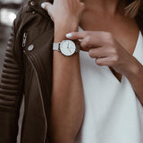 Daniel Wellington Petite Sterling White Dial Silver Mesh Bracelet Watch For Women - DW00100220 Authentic Buy Shop Now