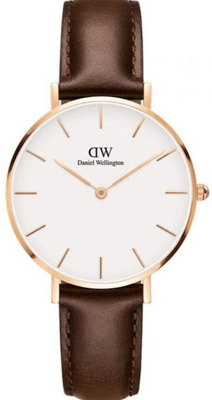 Daniel Wellington Classic Petite Bristol White Dial Brown Leather Strap Watch For Women - DW00100171 Authentic Buy Shop Now