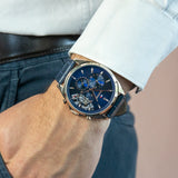 Tommy Hilfiger Baker Chronograph Quartz Blue Dial Blue Leather Strap Watch For Men - 1710451 Authentic Buy Shop Now