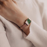 Daniel Wellington Quadro Melrose Green Dial Rose Gold Mesh Strap Watch For Women - DW00100437 Authentic Buy Shop Now