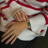 Daniel Wellington Quadro Melrose Green Dial Rose Gold Mesh Strap Watch For Women - DW00100437 Authentic Buy Shop Now