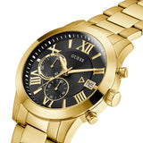 Guess Atlas Chronograph Black Dial Gold Steel Strap Watch for Men - W0668G8 Authentic Buy Shop Now