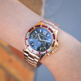 Michael Kors Everest Chronograph Black Dial Rose Gold Steel Strap Watch for Women - MK6972 Authentic Buy Shop Now