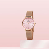 Daniel Wellington Petite Melrose Pink Dial Rose Gold Mesh Strap Watch For Women - DW00100367 Authentic Buy Shop Now