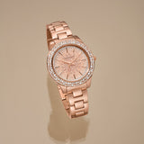 Michael Kors Liliane Three Hand Rose Gold Dial Rose Gold Steel Strap Watch For Women - MK4651 Authentic Buy Shop Now