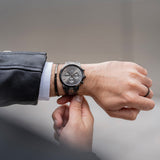 Daniel Wellington Iconic Chronograph Black Dial Black Steel Strap Watch For Men - DW00100642 Authentic Buy Shop Now