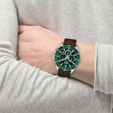 Hugo Boss Troper Chronograph Green Dial Brown Leather Strap Watch For Men - 1514098 Authentic Buy Shop Now