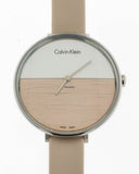 Calvin Klein Rise White Beige Dial Beige Leather Strap Watch for Women - K7A231XH Authentic Buy Shop Now