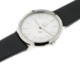 Calvin Klein Minimal Silver Dial Black Leather Strap Watch for Women - K3M221C6 Authentic Buy Shop Now