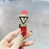 Guess Fame Quartz Gold Dial Red Leather Strap Watch For Women - GW0504L2 Authentic Buy Shop Now