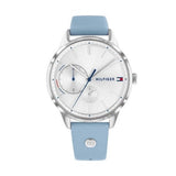 Tommy Hilfiger Brooke Silver Dial Blue Leather Strap Watch for Women - 1782023 Authentic Buy Shop Now
