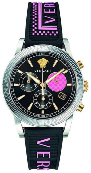 Versace Sport Tech Chronograph Black Dial Black Rubber Strap Watch for Women - VELT00619 Authentic Buy Shop Now
