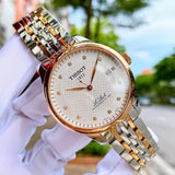 Tissot Le Locle Powermatic 80 Diamonds Silver Dial Two Tone Steel Strap Watch For Men - T006.407.22.036.01 Authentic Buy Shop Now