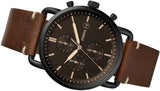 Fossil Commuter Chronograph Black Dial Brown Leather Strap Watch for Men - FS5403 Authentic Buy Shop Now