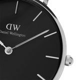 Daniel Wellington Petite Sterling Black Dial Silver Mesh Bracelet Watch For Women - DW00100218 Authentic Buy Shop Now