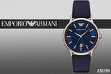 Emporio Armani Renato Analog Blue Dial Black Leather Strap Watch For Men - AR2506 Authentic Buy Shop Now