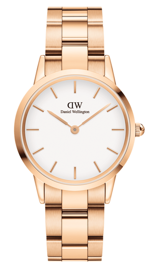 Daniel Wellington Iconic Link White Dial Rose Gold Steel Strap Watch For Women - DW00100209 Authentic Buy Shop Now