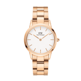 Daniel Wellington Iconic Link White Dial Rose Gold Steel Strap Watch For Women - DW00100211 Authentic Buy Shop Now