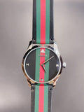 Gucci G Timeless Quartz Black Dial Multicolored Black Leather Strap Watch For Men - YA1264079 Authentic Buy Shop Now