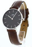 Daniel Wellington Classic Petite Bristol Black Dial Brown Leather Strap Watch For Women - DW00100177 Authentic Buy Shop Now