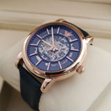 Emporio Armani Meccanico Automatic Blue Dial Blue Leather Strap Watch For Men - AR60050 Authentic Buy Shop Now