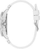 Guess Frontier Diamonds Silver Dial White Rubber Strap Watch For Women - W1160L4 Authentic Buy Shop Now